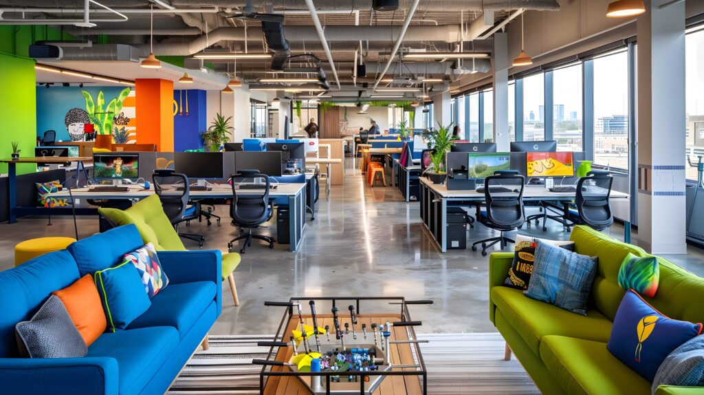 vibrant tech startup office environment