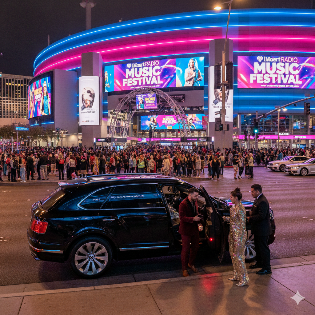 Show-Day Game Plan: Hourly Chauffeur for iHeartRadio at T-Mobile Arena 54 iheartRadio music festival hourly car service